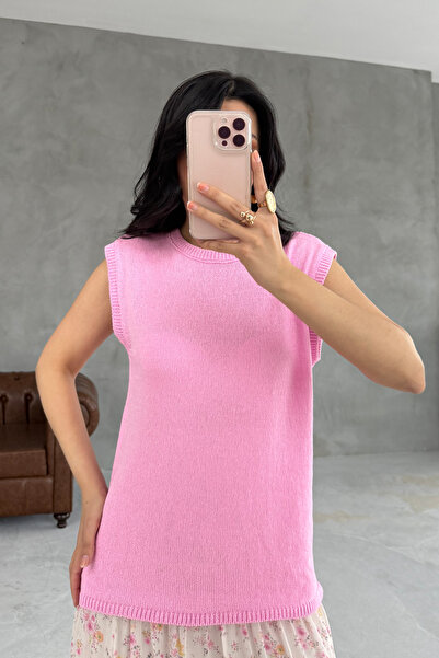 Seda Yalçın Atelier Pink Zero Sleeve Knitwear Blouse