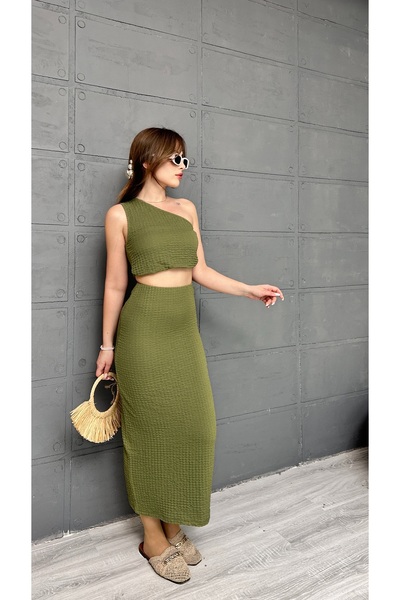 orjinal blue b Gagari Kumaş Bluz Etek Takım