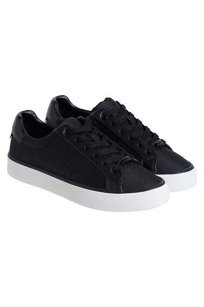 Calvin Klein Women's Platform Sole Lace-Up Model Ck Embroidered Black Sneaker Hw0Hw02412-Beh