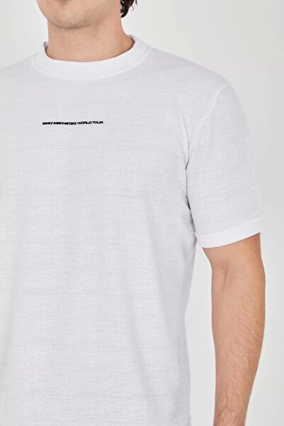 UKB Λευκό μπλουζάκι Unisex Jacquard Slim Fit