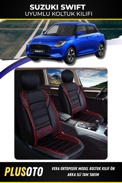 PlusOto مجموعة غطاء مقعد السيارة سوزوكي سويفت المتوافقة مع سلسلة فيرا باللون ...
