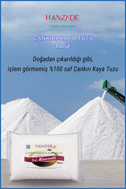 Hanzade Bitkisel 84 Mineralli Doğal Çankırı Kristal Tane Kaya Tuzu 3 Kg