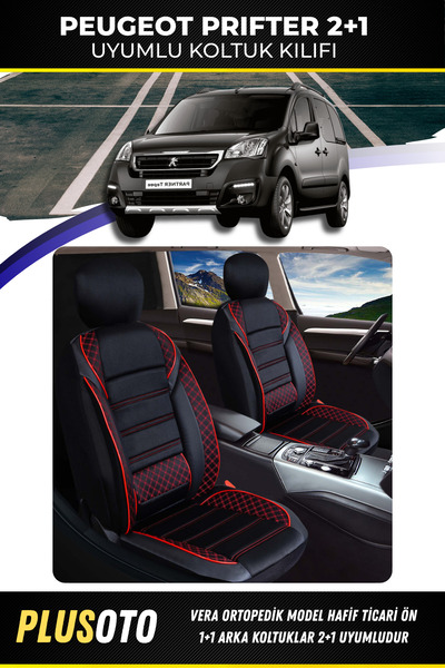 PlusOto بيجو ريفتر (2+1) غطاء مقعد سيارة بيج متوافق مع سلسلة فيرا التجارية مج...