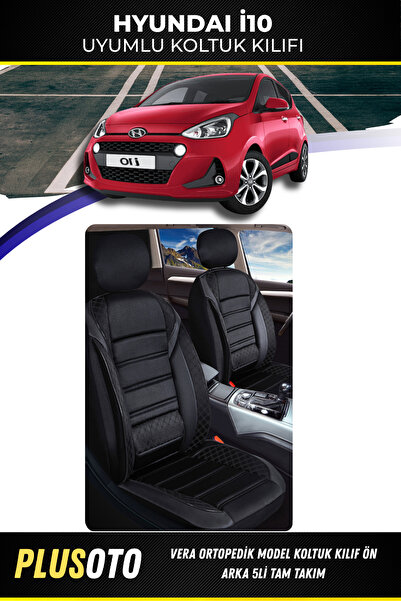 PlusOto مجموعة أغطية مقاعد السيارة السوداء المتوافقة مع Hyundai İ10 من سلسلة ...