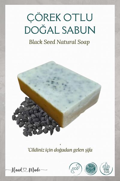 Minia Bahçe Bitki ve Sanat Atölyesi Natural Soap with Black Cumin, 100g