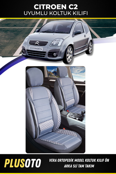 PlusOto مجموعة أغطية مقاعد السيارة المدخنة المتوافقة مع Citroen C2 من سلسلة V...