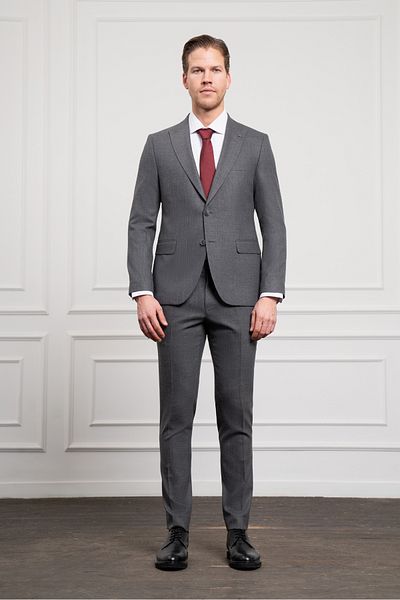 Morven Men's Gray Basic Plain Slim Fit 6 Drop Suit