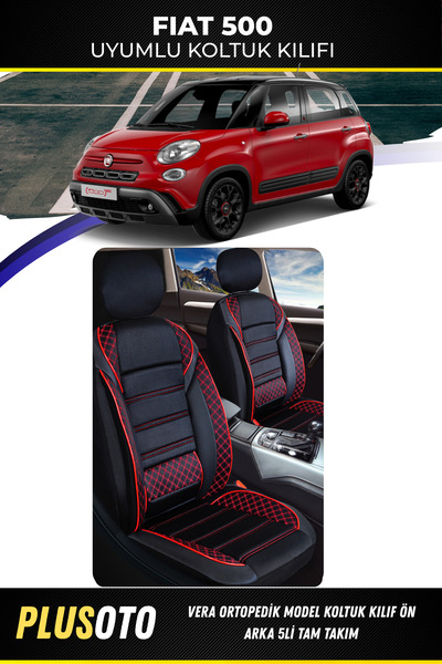PlusOto مجموعة أغطية مقاعد السيارة المتوافقة مع عائلة فيات 500 من سلسلة فيرا ...