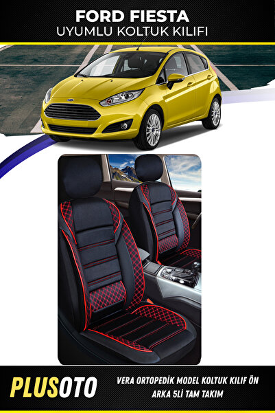 PlusOto مجموعة أغطية مقاعد السيارة المتوافقة مع سلسلة فيرا من فورد فييستا بال...