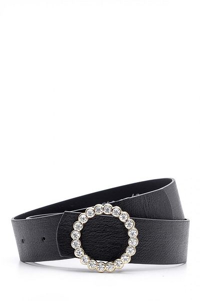 Paçuli Moda Patchouli Women's Round Jewelled Pin Buckle Belt K-ss20005