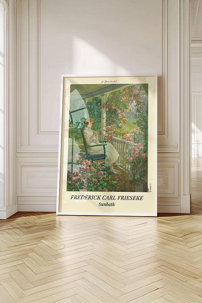 Buka Shops Pictură premium Frederick Carl Frieseke „Sun Bath” în cadru: eleganță și pace impresioniste