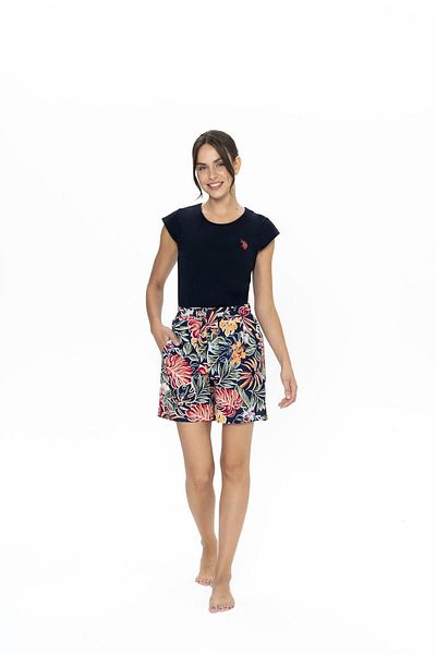 U.S. Polo Assn. Us Polo Women's Modal T-Shirt Shot Set, Top Modal Cotton, Bottom Viscose Fabric