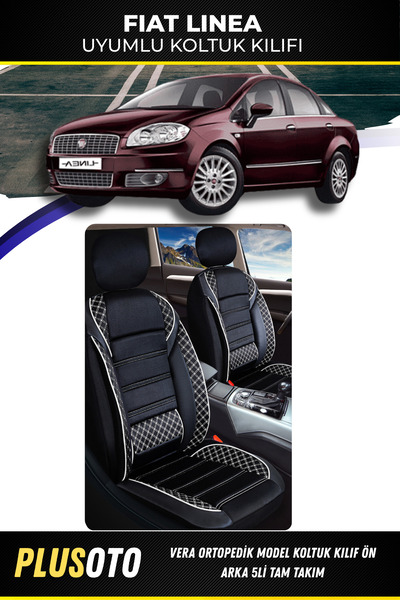 PlusOto مجموعة أغطية مقاعد السيارة المتوافقة مع Fiat Linea من سلسلة Vera بالل...