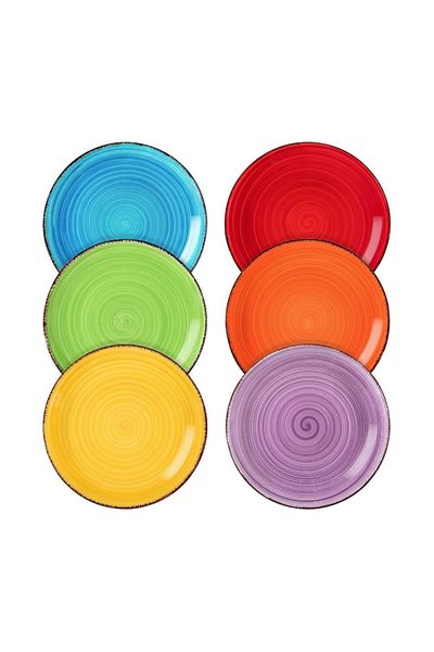 Tavola Plate Set 6 Pcs Dinner Set 26 Cm Colors Colorful Farfurii Dishwasher Microwave Safe