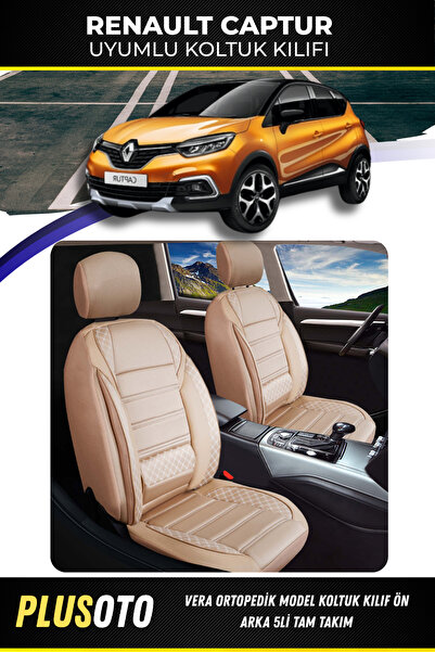 PlusOto مجموعة غطاء مقعد السيارة باللون البيج المتوافق مع سلسلة Vera من Renau...