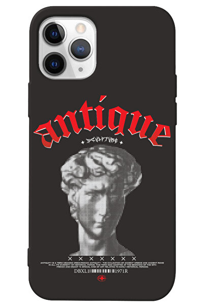WANNA PROTECT iPhone 14 Pro Siyah İçi Kadife Antique Desenli Silikon Telefon ...