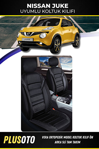 PlusOto مجموعة غطاء مقعد السيارة الأسود المتوافقة مع سلسلة Vera من Nissan Juk...