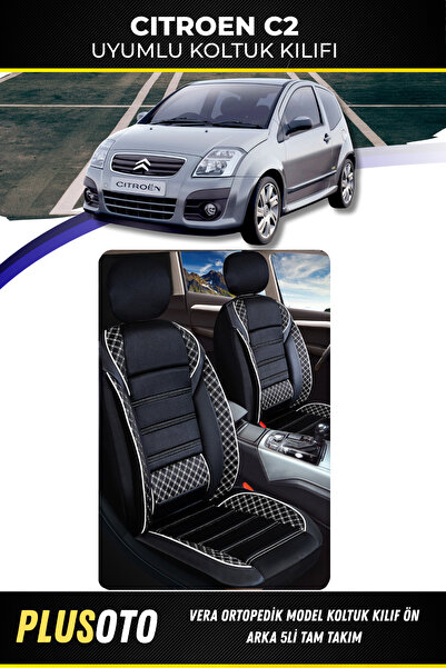 PlusOto مجموعة غطاء مقعد السيارة Citroen C2 المتوافقة مع Vera Series باللونين...