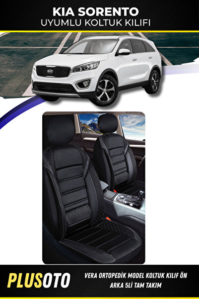PlusOto مجموعة أغطية مقاعد السيارة السوداء المتوافقة مع سلسلة Vera من Kia Sor...