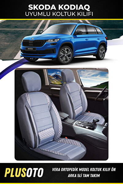 PlusOto مجموعة أغطية مقاعد السيارة المدخنة المتوافقة مع سلسلة فيرا من سكودا ك...