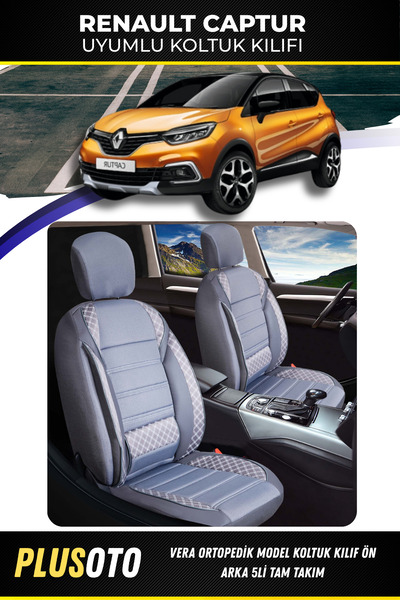 PlusOto مجموعة أغطية مقاعد السيارة المدخنة المتوافقة مع سلسلة رينو كابتور فير...