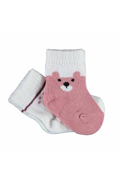 Bibaby Biorganic Happy Bear 2-Piece Socks 68413 Dried Rose