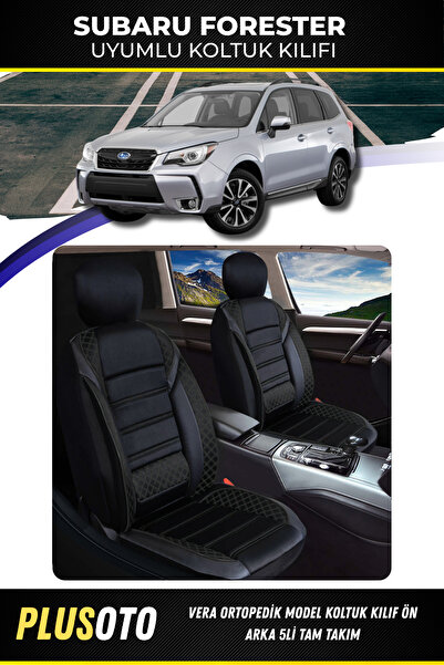 PlusOto مجموعة غطاء مقعد السيارة الأسود المتوافق مع سلسلة فيرا من سوبارو فورس...