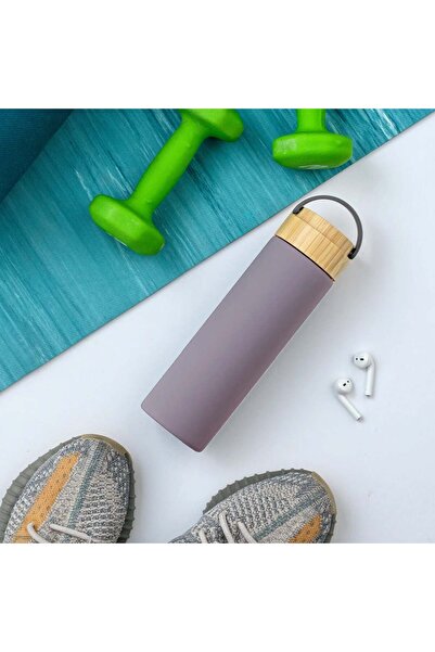 PUFO Traveler metal thermos bottle with airtight bamboo lid, isothermal, 500 ml, gray