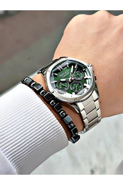 Ferrucci FERRUCCİ YEŞİL KADRANLI FUNCTION GÜMÜŞ METAL ERKEK KOL SAATİ