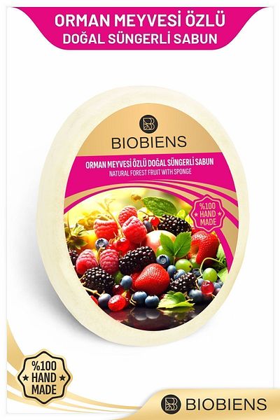 Biobiens الاستحمام بخلاصة فاكهة الغابة وصابون إسفنجي طبيعي خاص للبشرة