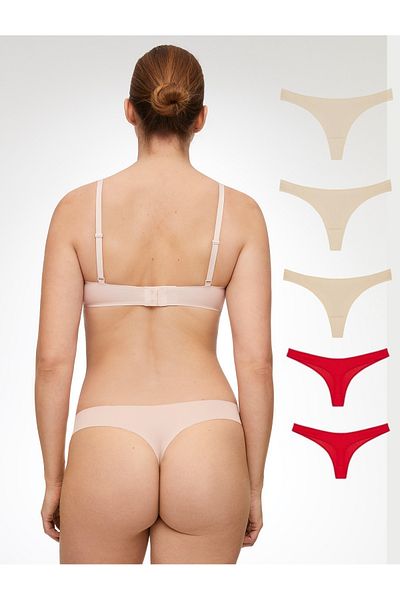 yokyokcollection Thong Laser Cut Women's Panties No Trace 5 Pieces