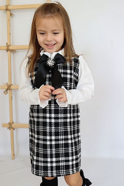 Parla Kids Broșă Neagră Vanessa pentru fetiță, rochie de Revelion cu mânecă lungă din tweed