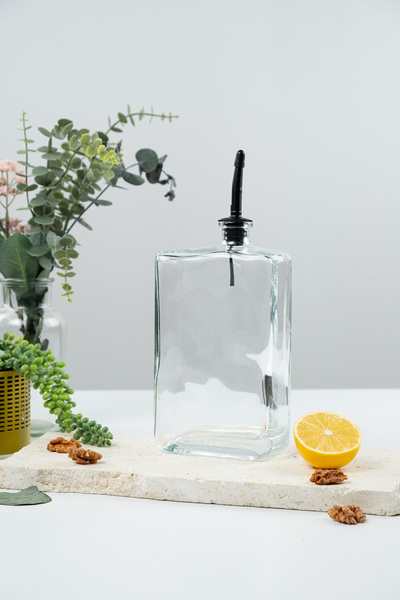 netteucuzluk 2-Pack 750ml Glass Oil Pot Bottle 2 (Pcs) Leak-Proof Kitchen Oil Pot Vinegar Pot Sauce Pot Transparent Glass Oil Pot