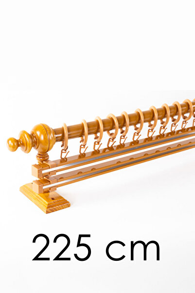 Perdejim Meşe Çift Raylı Ahşap Rustik Perde Askısı 225 Cm - Rustik Borusu