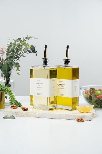 netteucuzluk 2-Pack 750ml Glass Oil Pot Bottle 2 (Pcs) Leak-Proof Kitchen Oil Pot Vinegar Pot Sauce Pot Transparent Glass Oil Pot