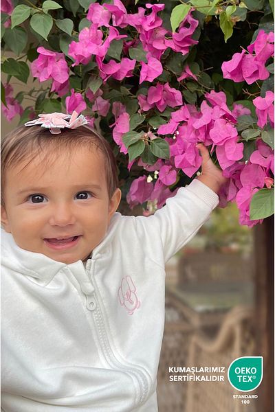 Lilalinda Baby/Child Embroidery Detailed Zippered Sweatshirt