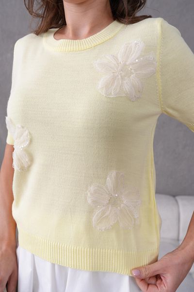 Park Karon Appliqued Short Sleeve Knitwear Sweater