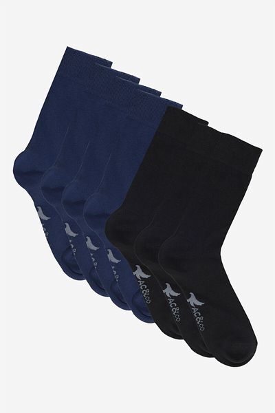 AC&Co / Altınyıldız Classics Men's Black-Navy Blue Cotton 7 Pack Flexible Socks