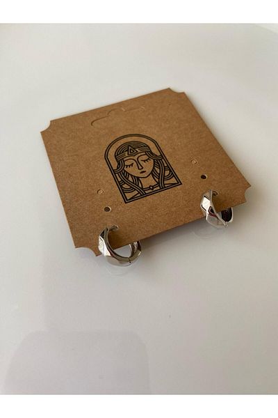 Freyja Aksesuar Minimal Cornered Silver Hoop Earrings Xuping