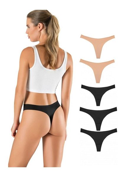 yokyokcollection Thong Laser Cut Women's Panties No Trace 5 Pieces