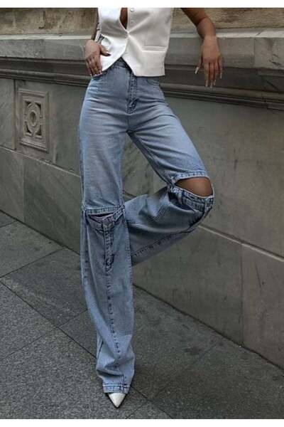 ADA MODA Blugi evazați cu deschideri până la genunchi