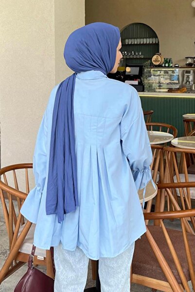 lamelif Sleeve Tunnel Rope Detailed Shirt Baby Blue