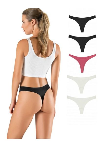 yokyokcollection Thong Laser Cut Women's Panties No Trace 5 Pieces