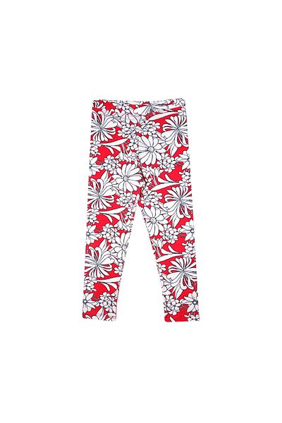 LOVETTI Girl's Red Floor White Rose Leggings