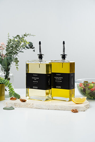 netteucuzluk 2'li 750ml Cam Yağdanlık Şişesi 2 (ADET) Sızdırmaz Mutfak Yağlık...