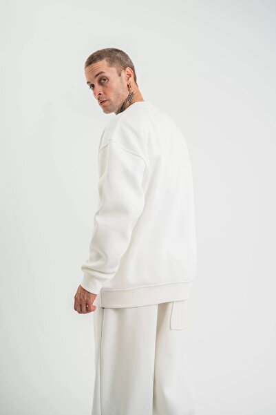 YALÇIN Μακρυμάνικο Crew Neck Basic Φούτερ - Λευκό