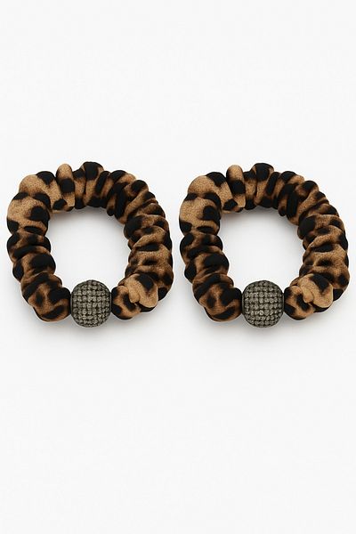 Çlk Accessories سلسلة متميزة مكونة من قطعتين من الإبزيم المطاطي برباط منقوش بنقشة الفهد 1019