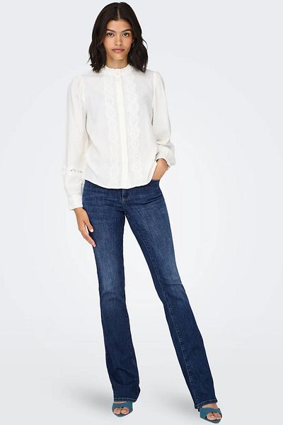 ONLY Women's Mid Waist Wide Leg Blue Jeans - 15337824