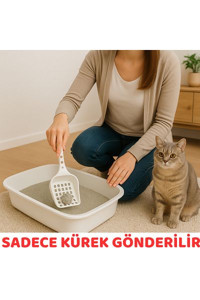 BEYLİNİ Cat Litter Shovel Plastic Square Hole Easy Clean Hangable Sand Cleaning Shovel Gray 8X24