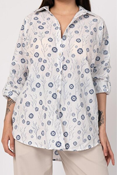 MissVina Сорочка з квітковим візерунком і складками на рукавах 2857